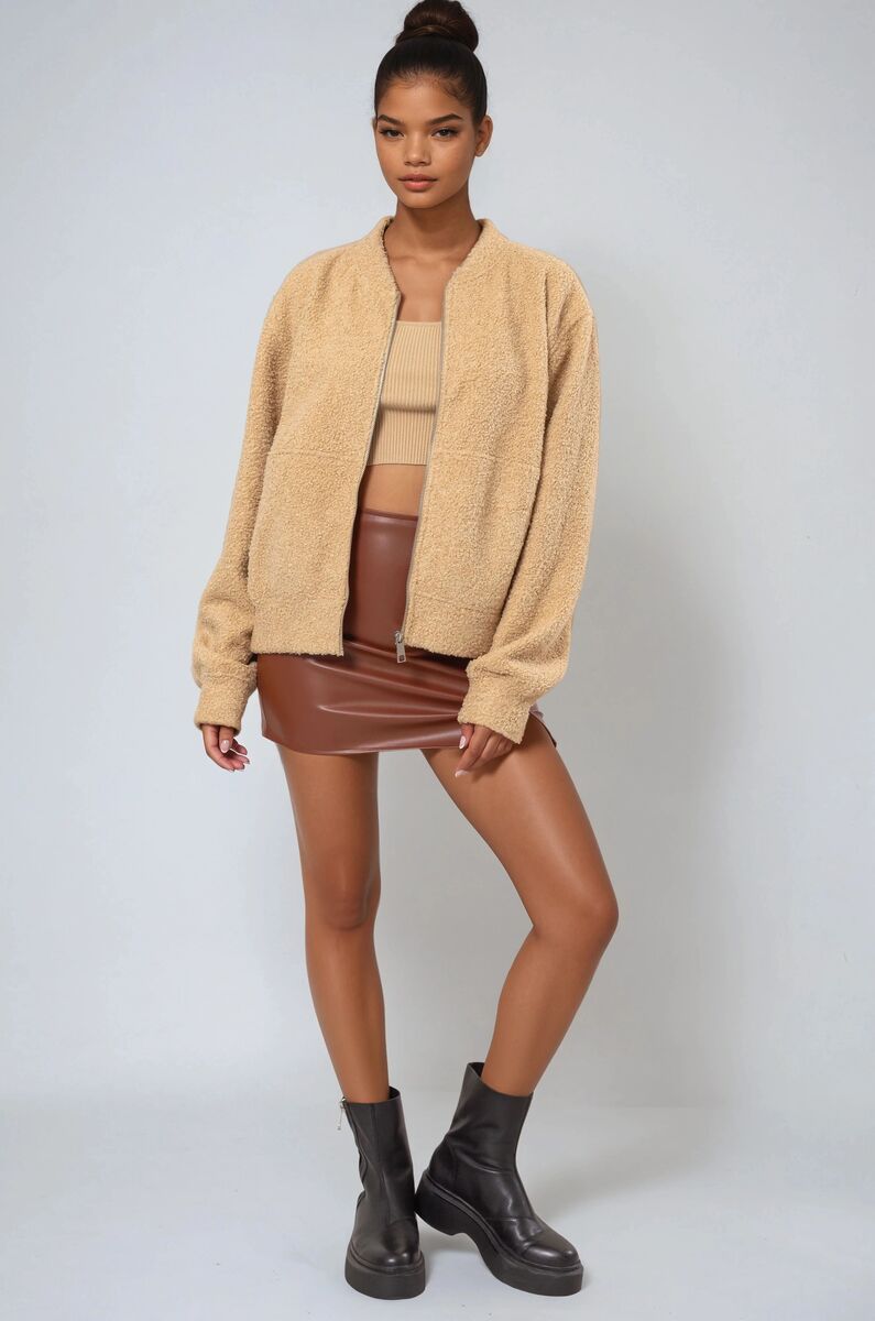 Boucle Zip-Front Bomber Jacket | Forever 21 Women