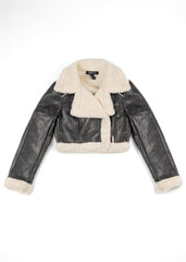 Cropped Faux Leather & Shearling Moto Jacket | Forever 21 Women