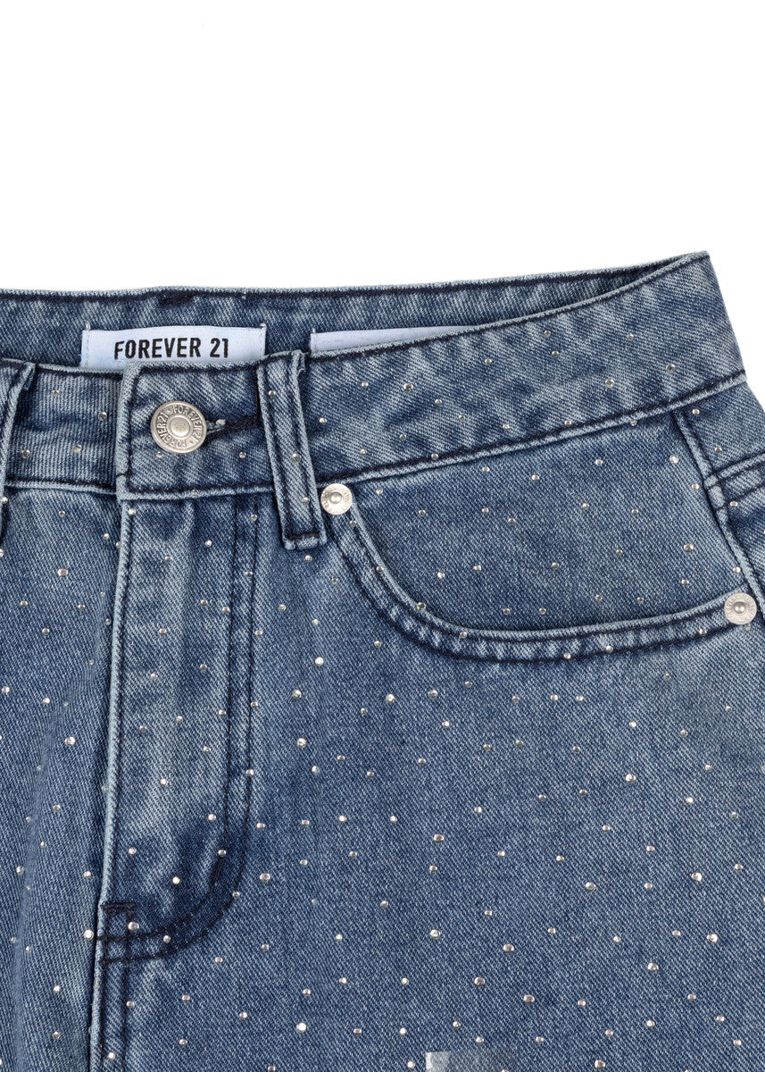 Wide-Leg Rhinestone Jeans | Forever 21 Women