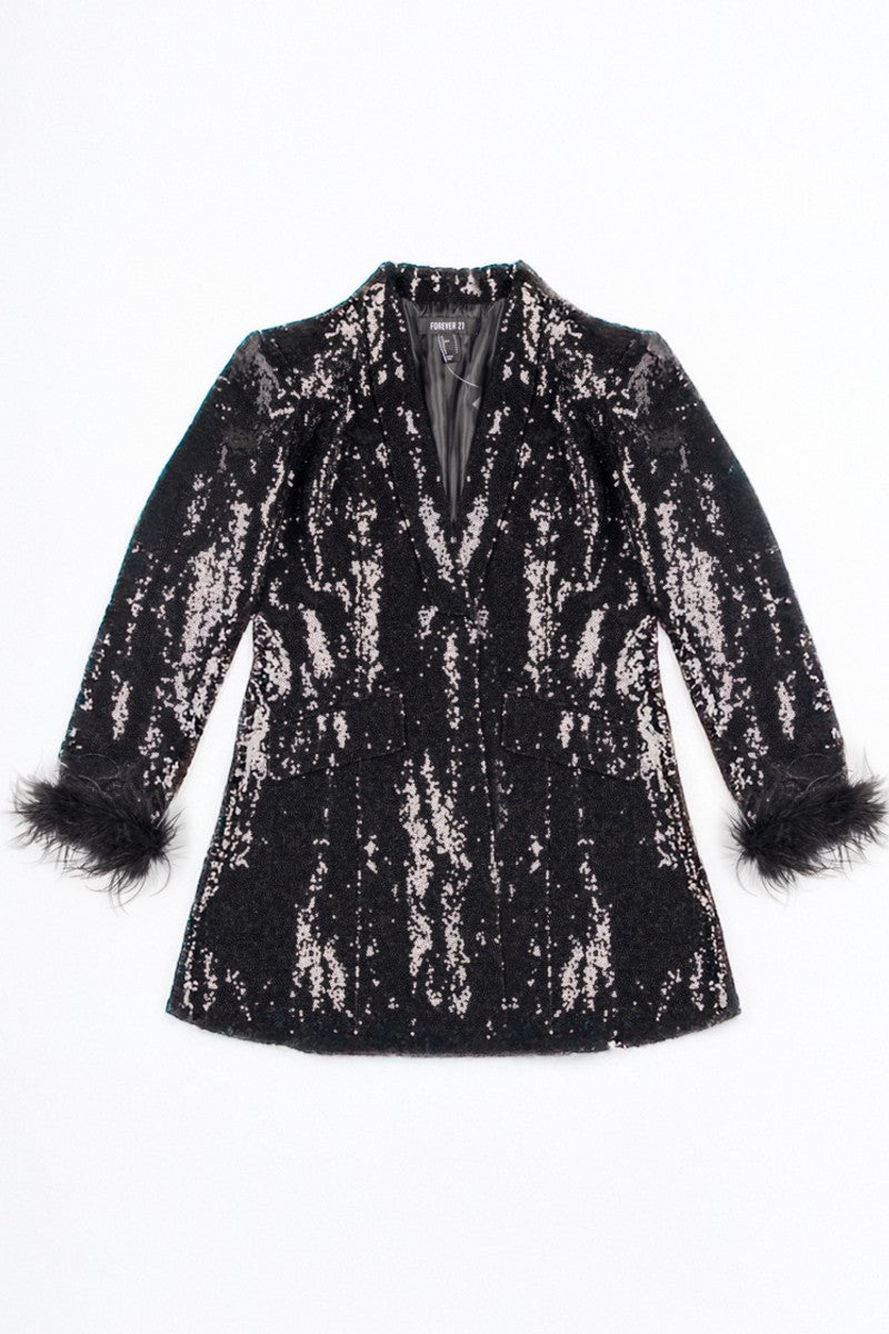 Sequin Feather-Trim Blazer | Forever 21 Women