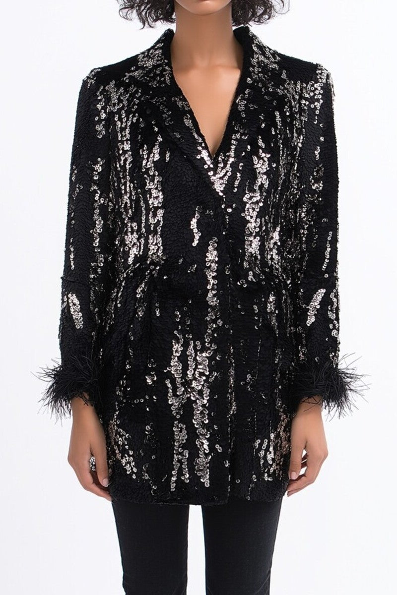 Sequin Feather-Trim Blazer | Forever 21 Women