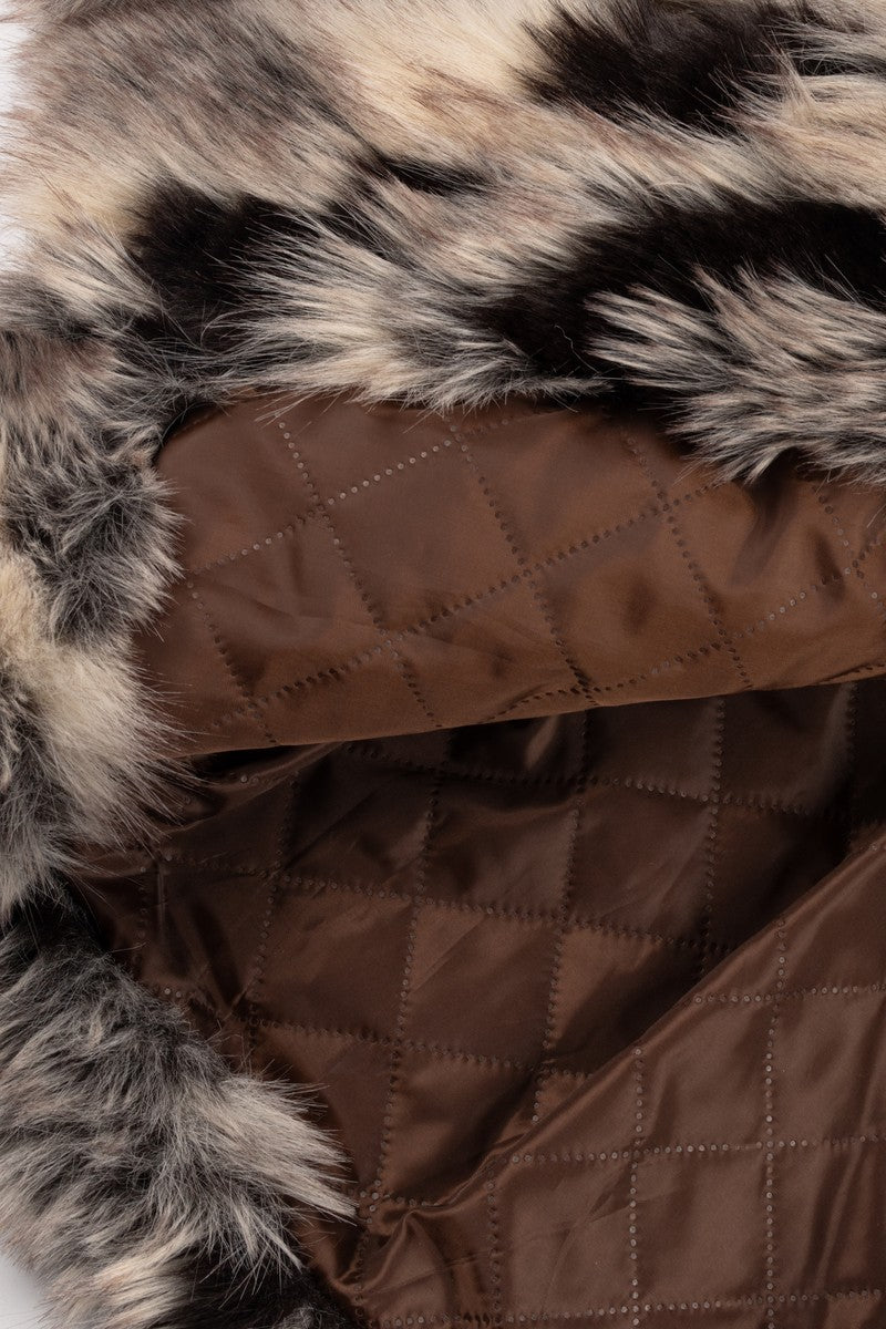 Abstract Print Longline Faux Fur Jacket | Forever 21 Women