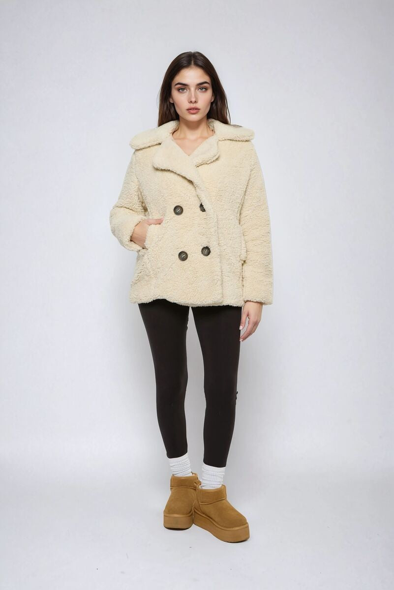 Double-Breasted Faux Shearling Coat | Forever 21 Women