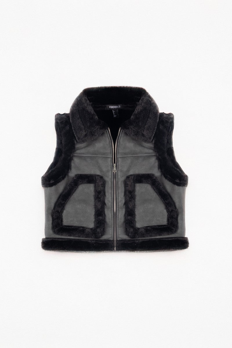 Faux Leather & Shearling Vest | Forever 21 Women
