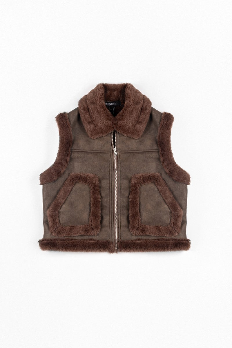 Faux Leather & Shearling Vest | Forever 21 Women