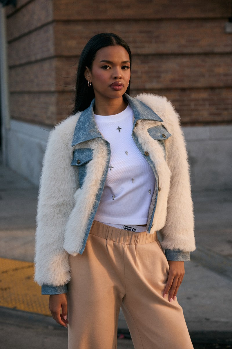 Faux Fur & Denim Jacket | Forever 21 Women
