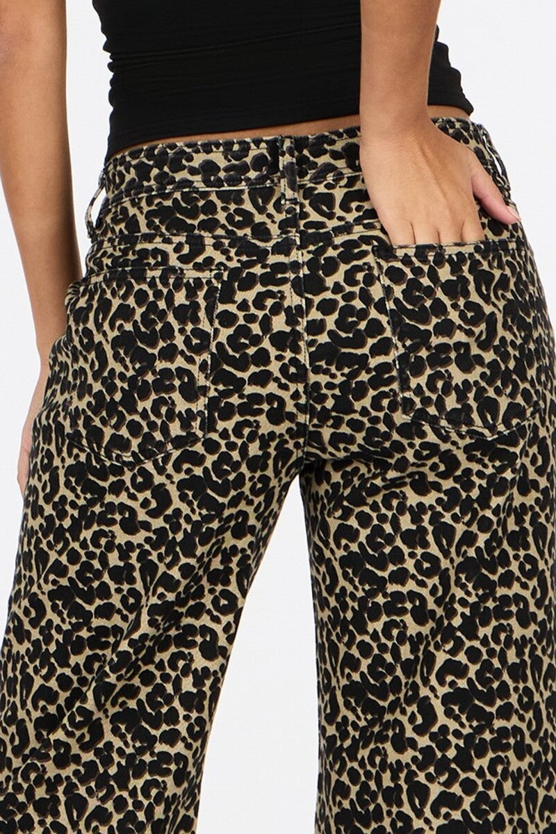 Leopard Print Low-Rise Wide-Leg Jeans | Forever 21 Women