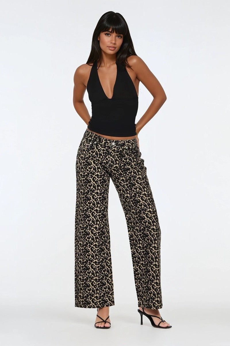 Leopard Print Low-Rise Wide-Leg Jeans | Forever 21 Women