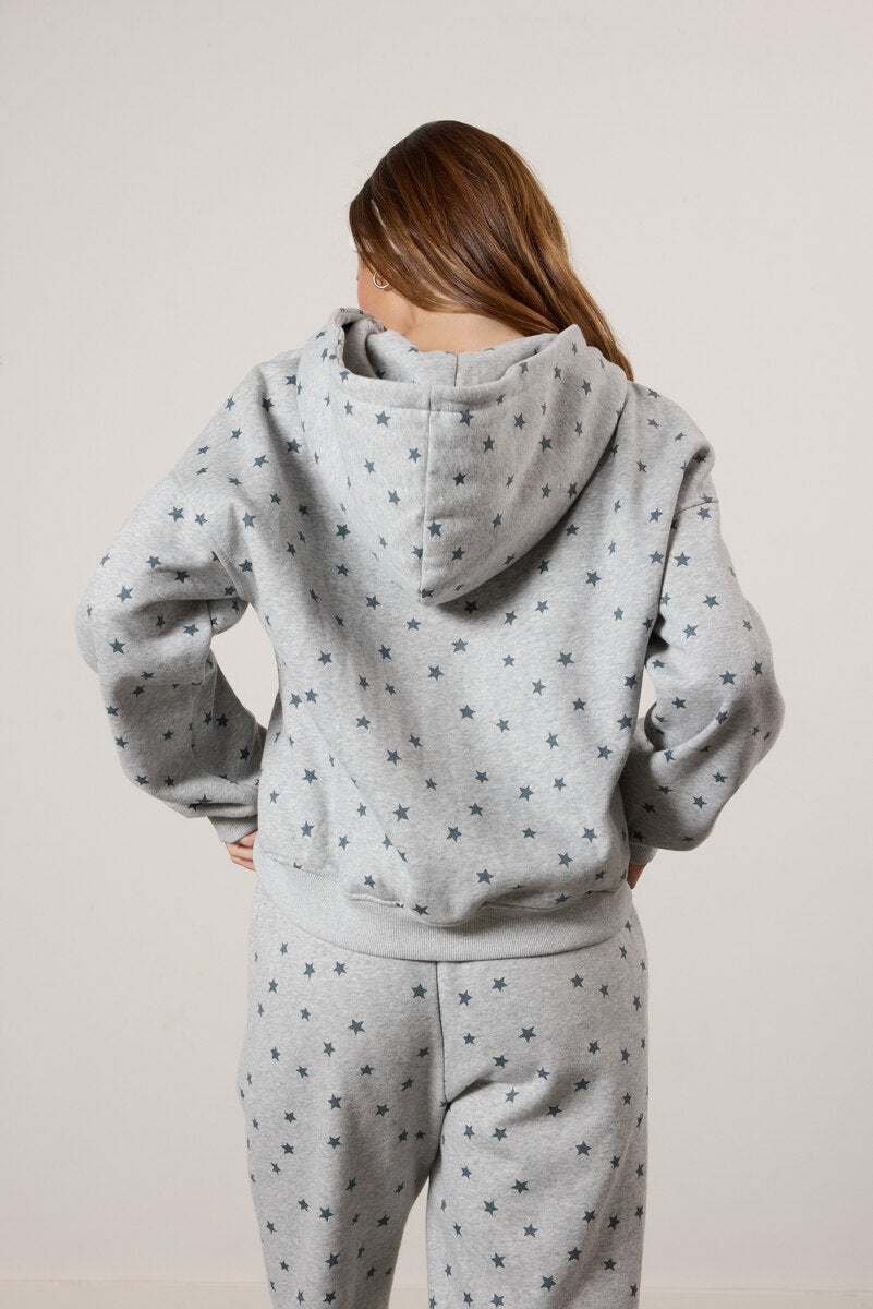 Star Print Zip-Front Hoodie | Forever 21 Women
