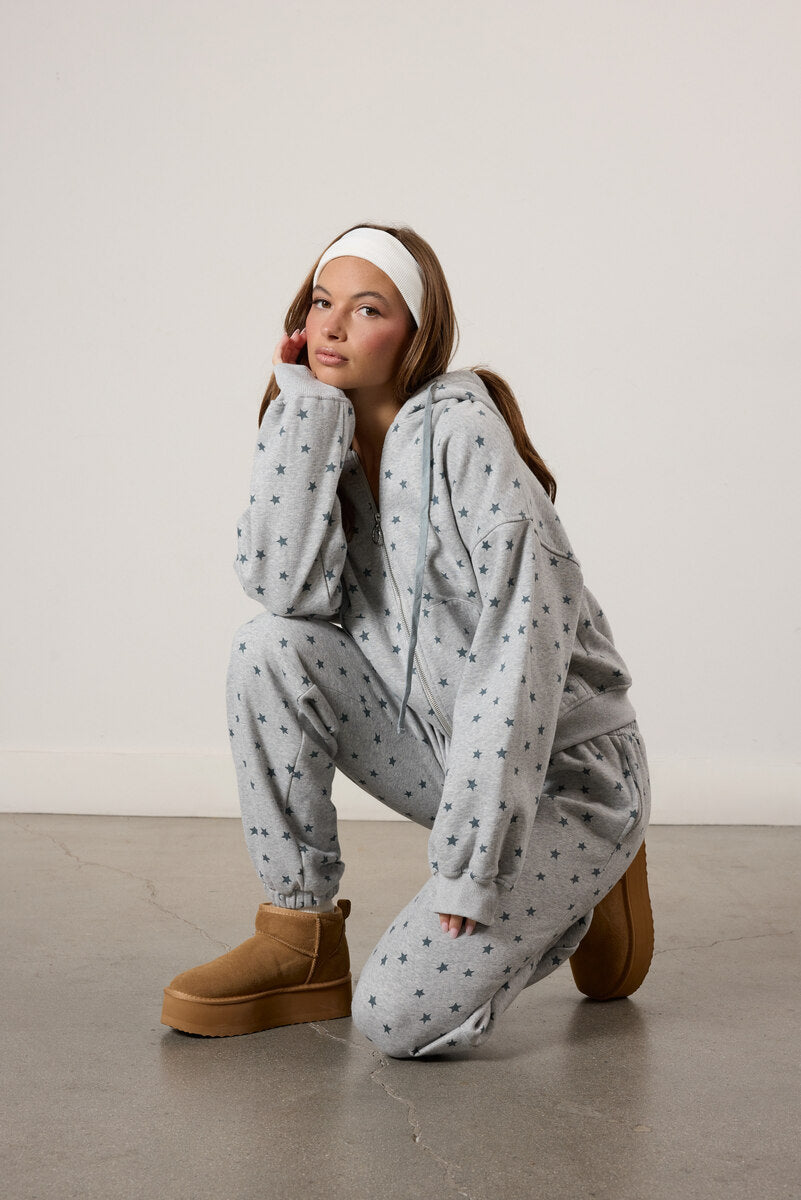 Star Print Zip-Front Hoodie | Forever 21 Women
