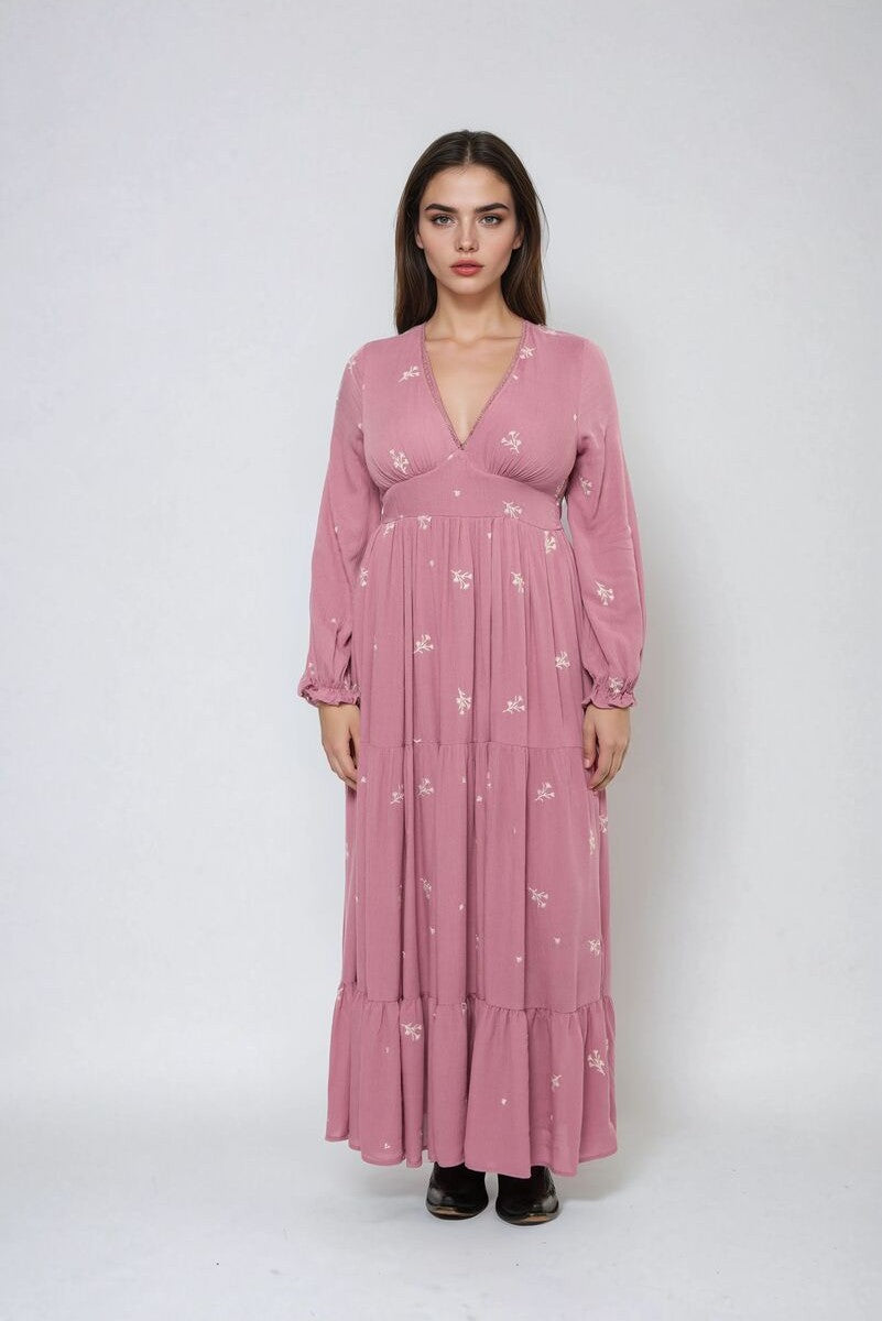 Floral-Embroidered Tiered Maxi Dress | Forever 21 Women