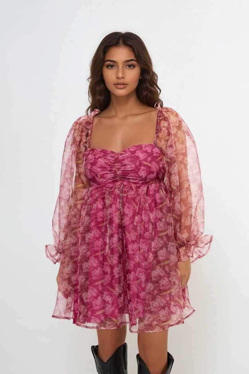 Floral Print Organza Mini Dress | Forever 21 Women