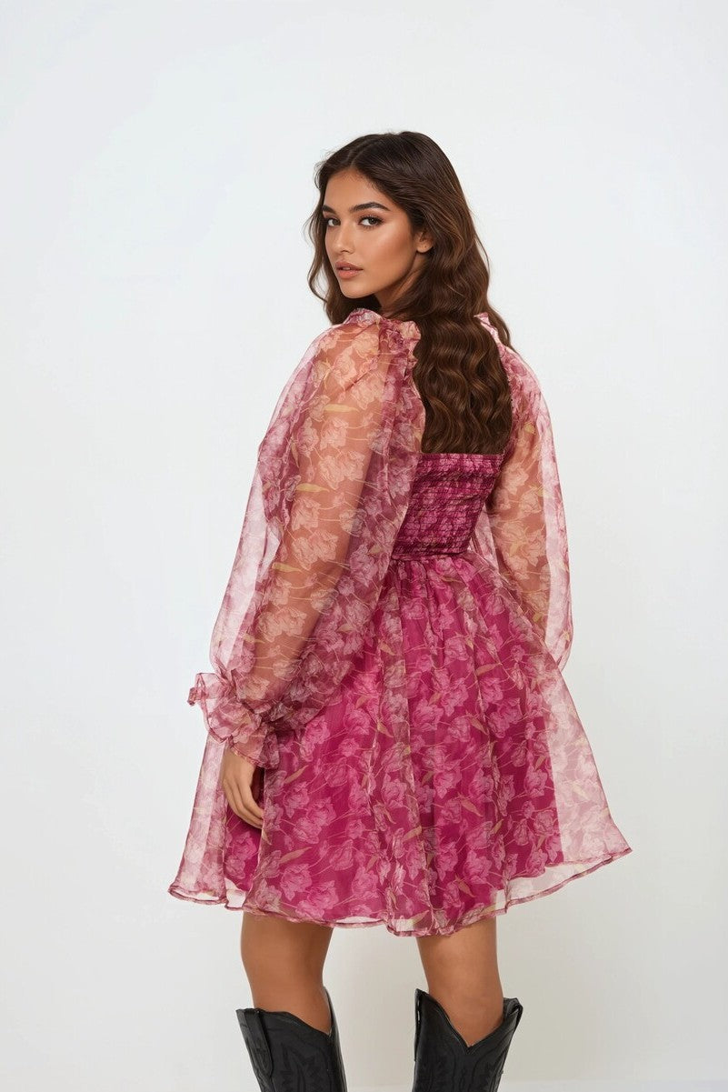 Floral Print Organza Mini Dress | Forever 21 Women