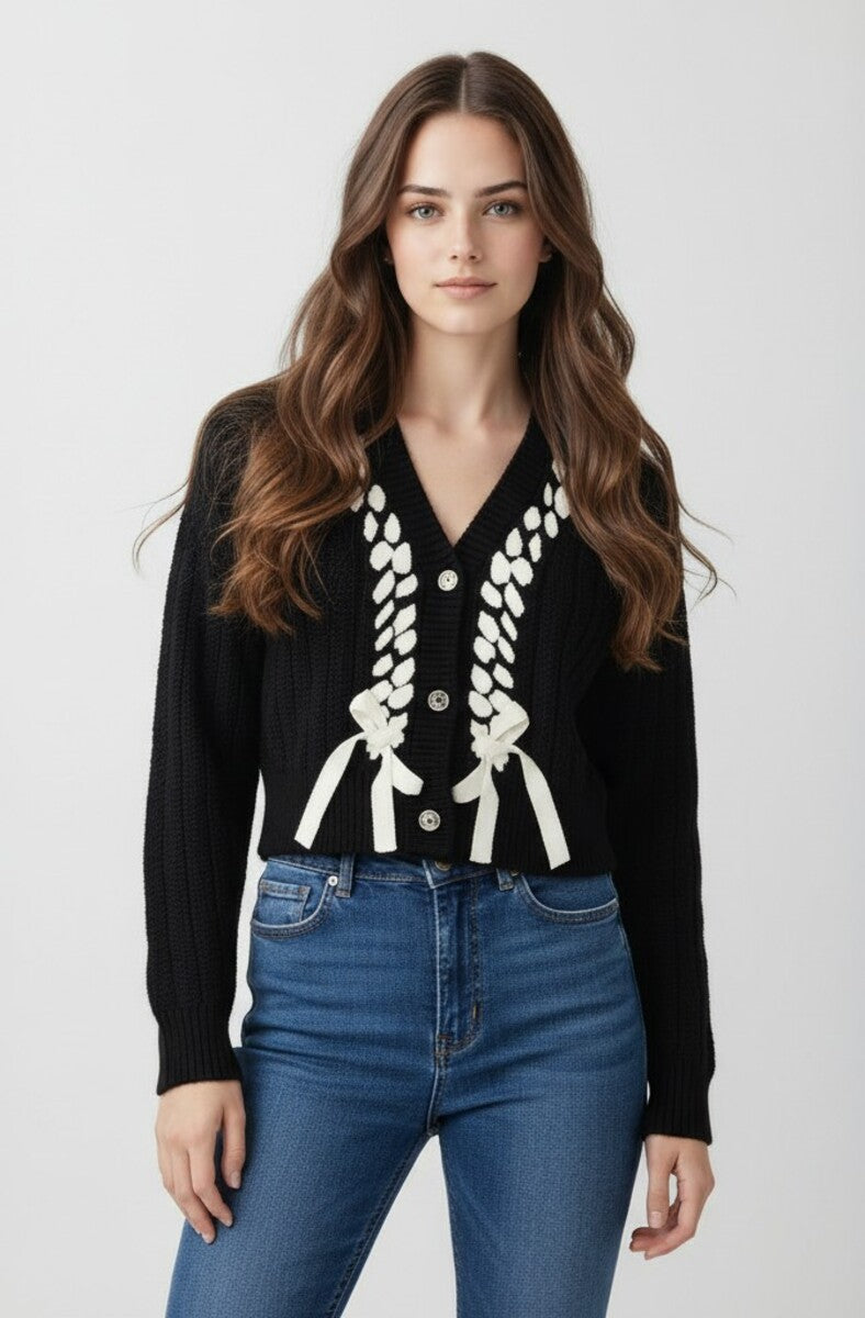 Braided Ribbon Cropped Cardigan Sweater | Forever 21 Women