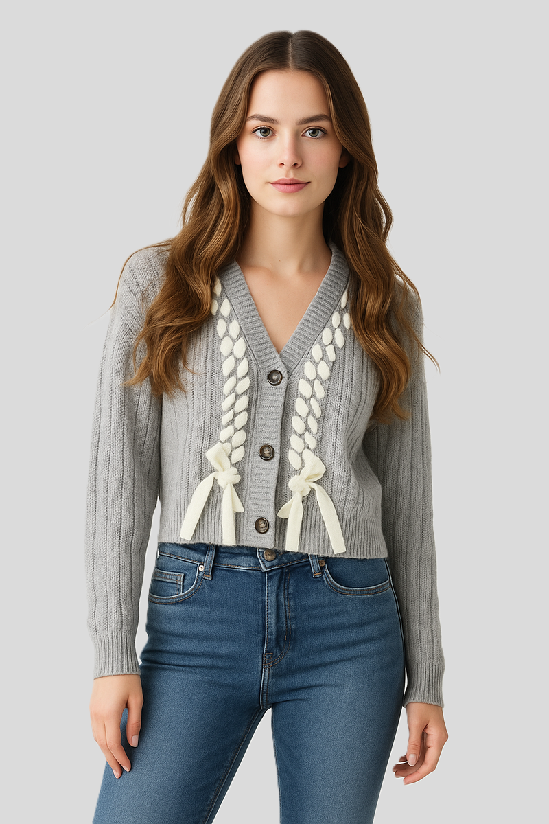 Braided Ribbon Cropped Cardigan Sweater | Forever 21 Women