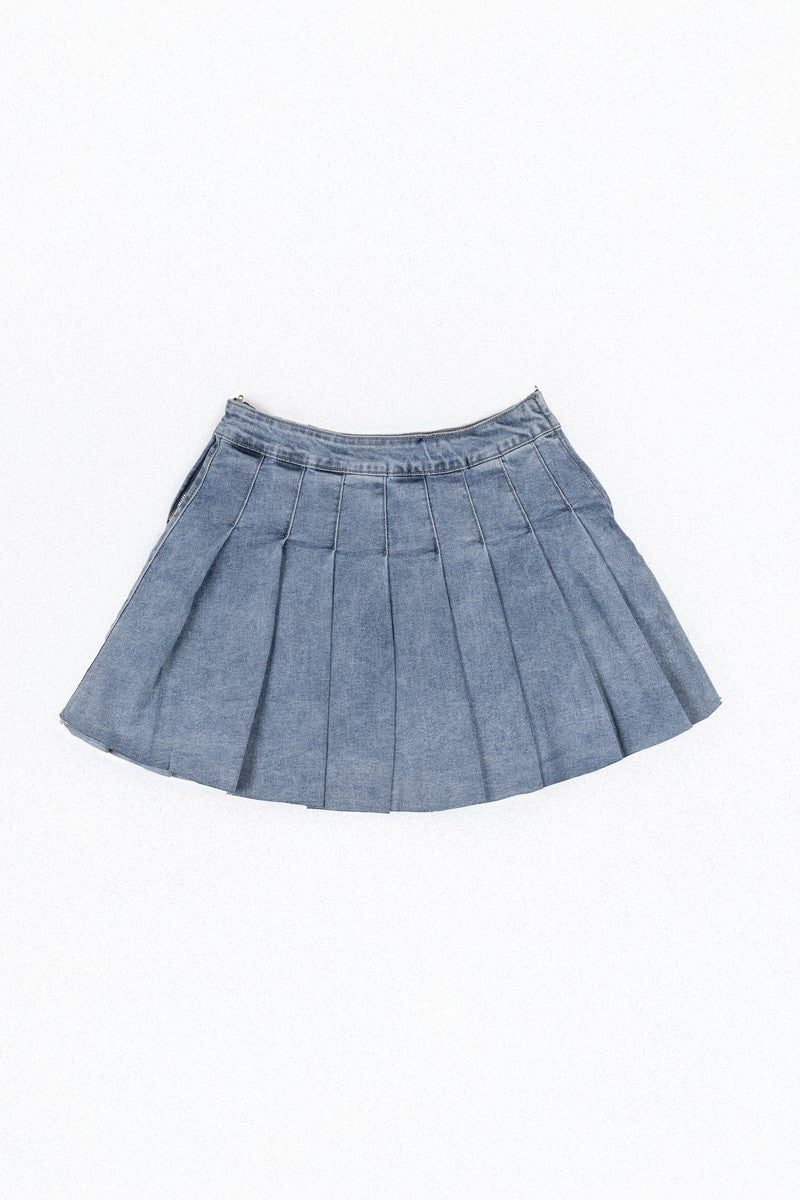 Pleated Denim Mini Skirt | Forever 21 Women