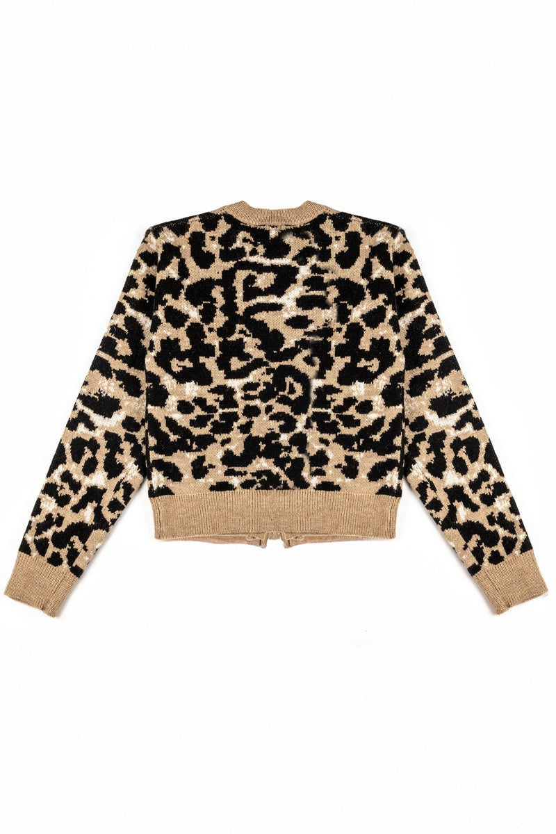 Leopard Lace-Up Bow Cardigan Sweater | Forever 21 Women