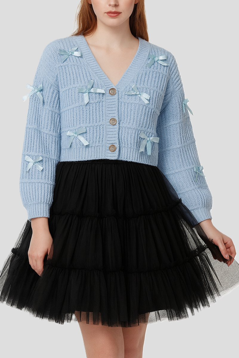 Ribbon Bow Cropped Cardigan Sweater | Forever 21 Women