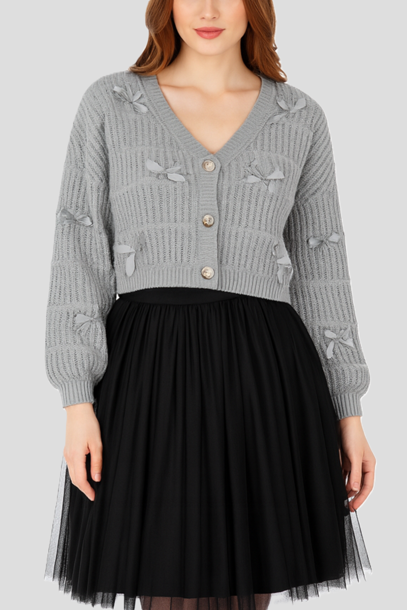 Ribbon Bow Cropped Cardigan Sweater | Forever 21 Women