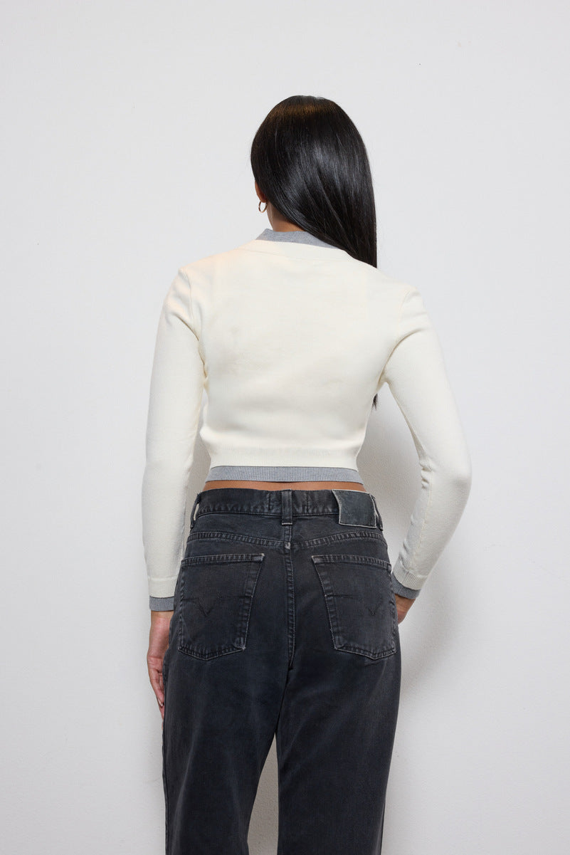 Contrast-Trim Cropped Cardigan Sweater | Forever 21 Women