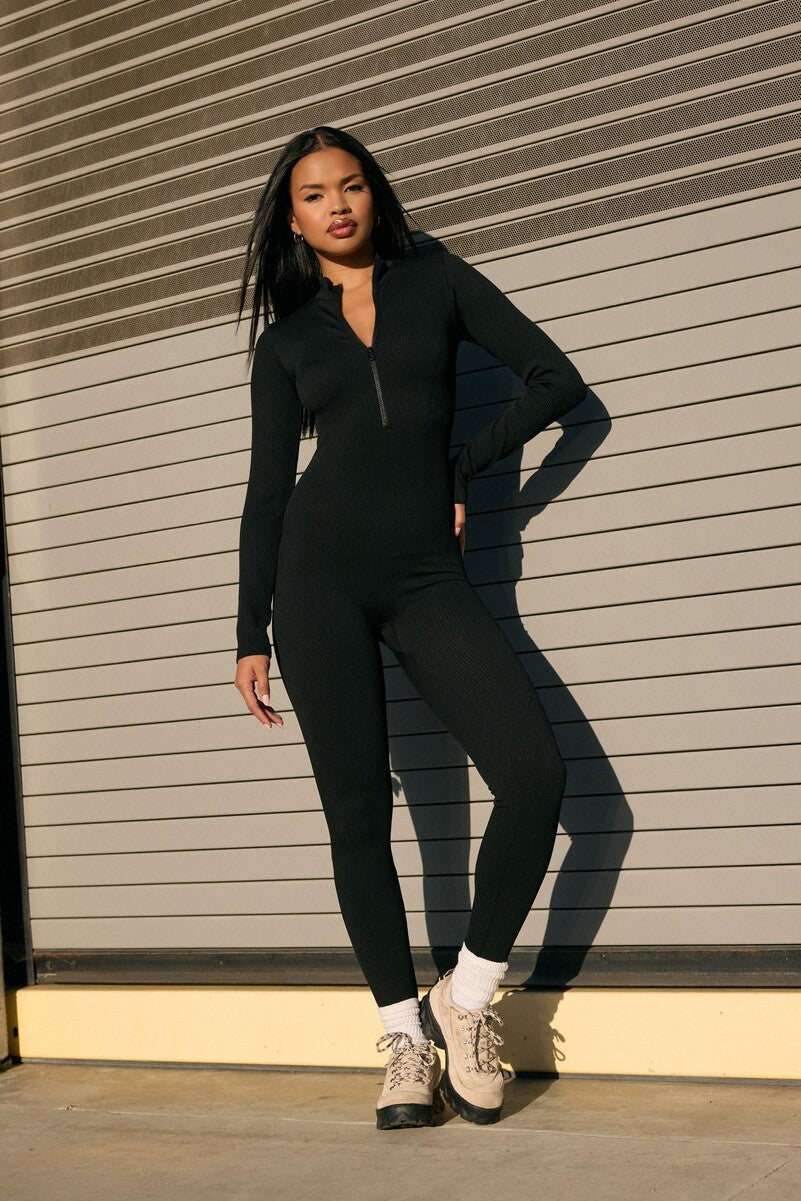 Seamless Ribbed Zip-Front Jumpsuit | Forever 21 Women