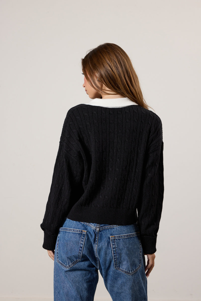 Contrast Henley Cable Knit Sweater | Forever 21 Women
