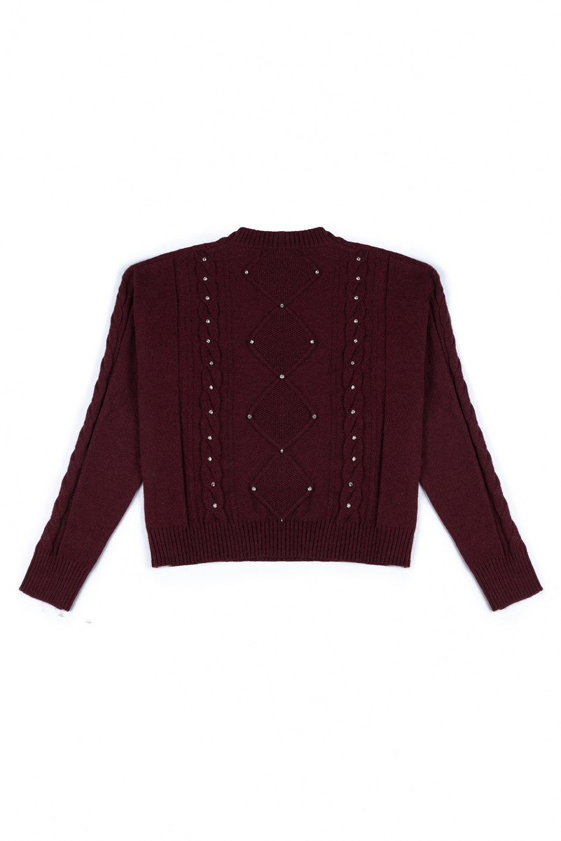 Embellished Cable-Knit Cropped Sweater | Forever 21 Women