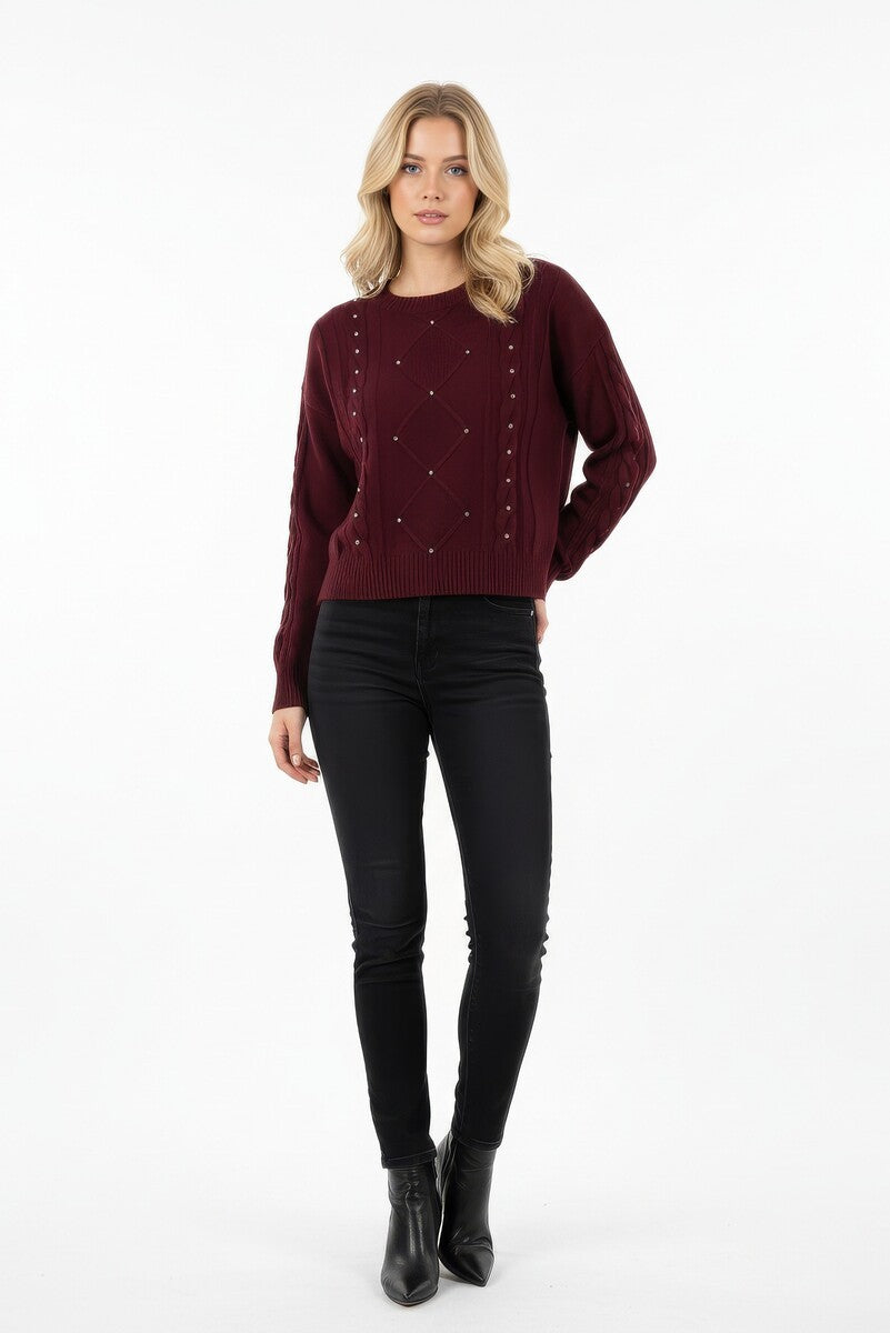 Embellished Cable-Knit Cropped Sweater | Forever 21 Women