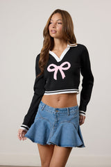 Collared Cropped Graphic Bow Sweater | Forever 21 Women