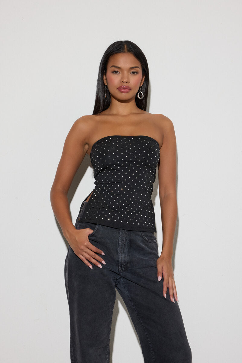 Rhinestone-Studded Split-Hem Tube Top | Forever 21 Women