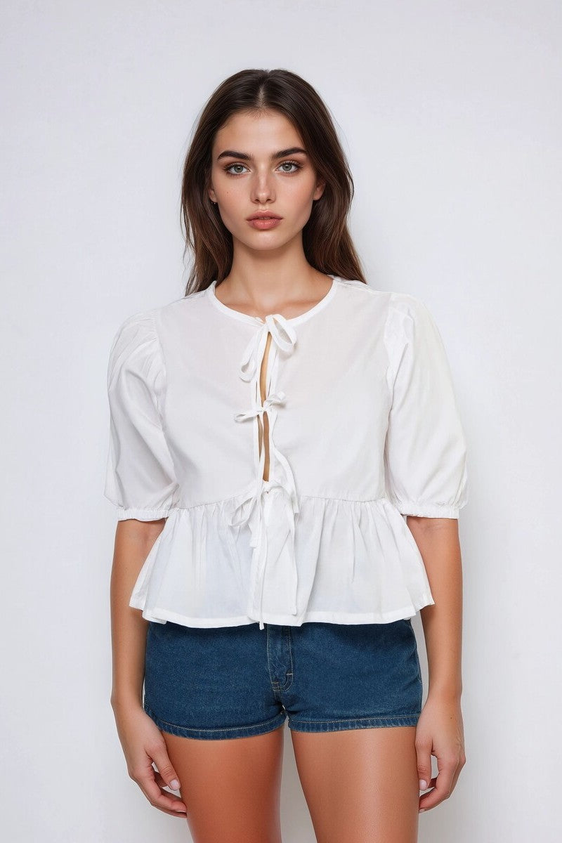 Poplin Tie-Front Peplum Top | Forever 21 Women