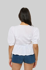 Poplin Tie-Front Peplum Top | Forever 21 Women