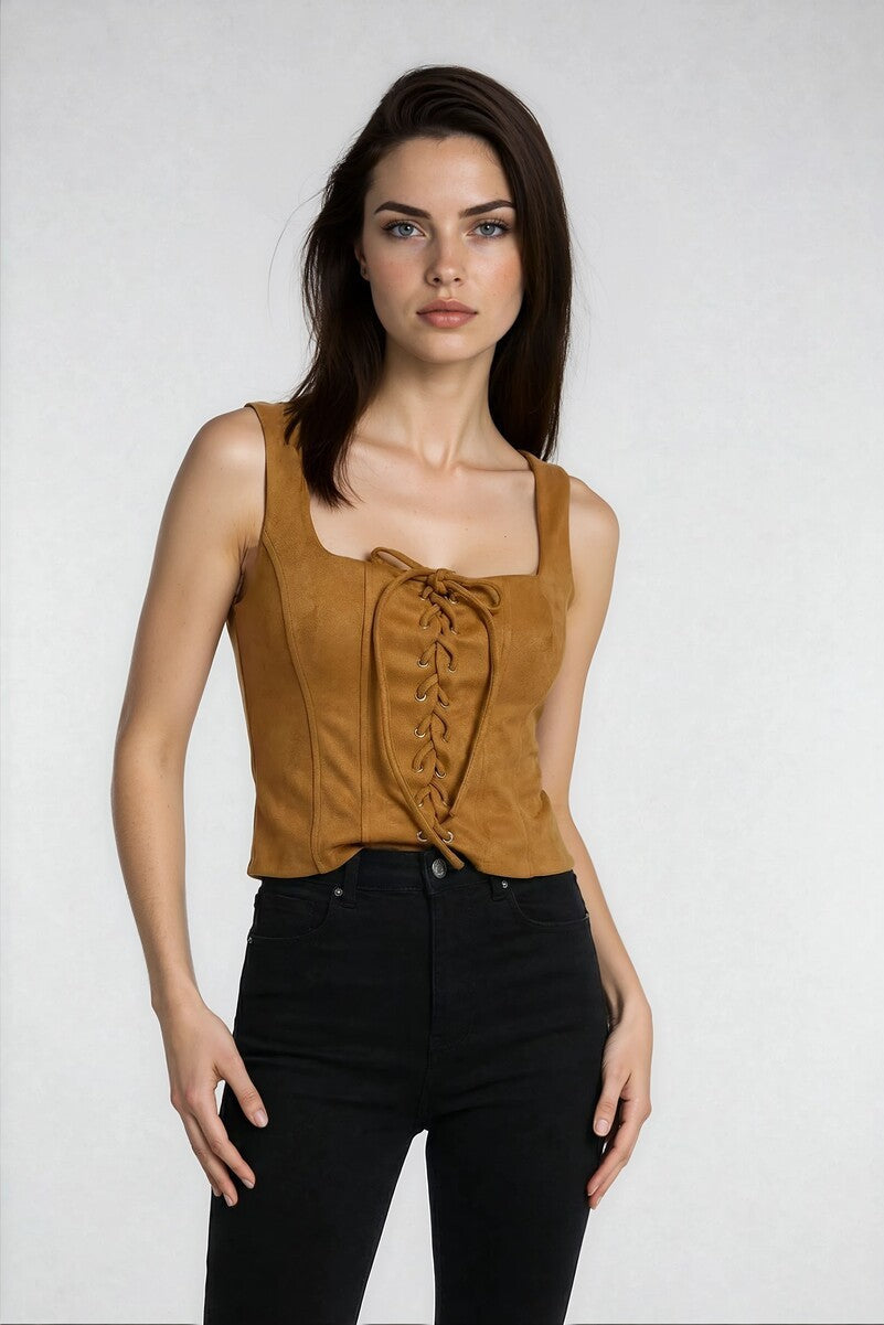 Faux Suede Lace-Up Corset Top | Forever 21 Women