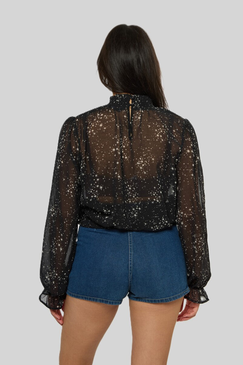 Celestial Print Sheer Chiffon Top | Forever 21 Women