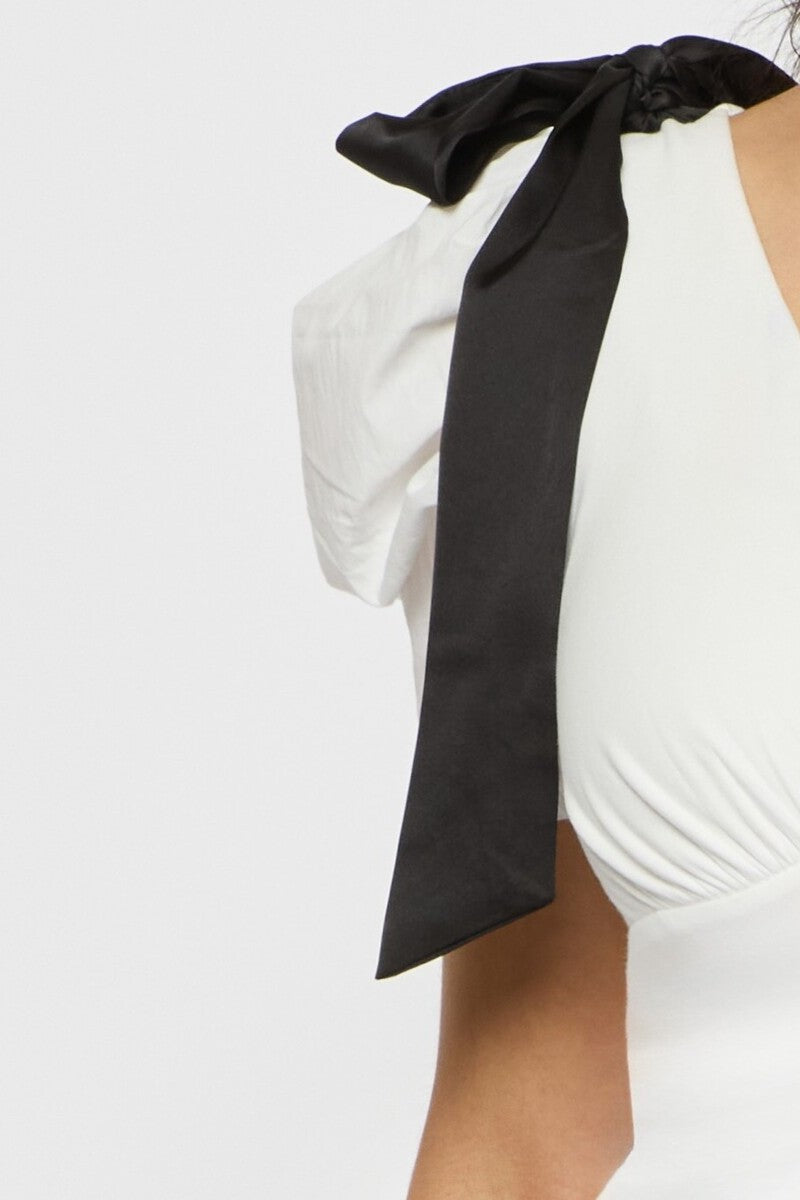 Puff-Sleeve Satin Bow Top | Forever 21 Women