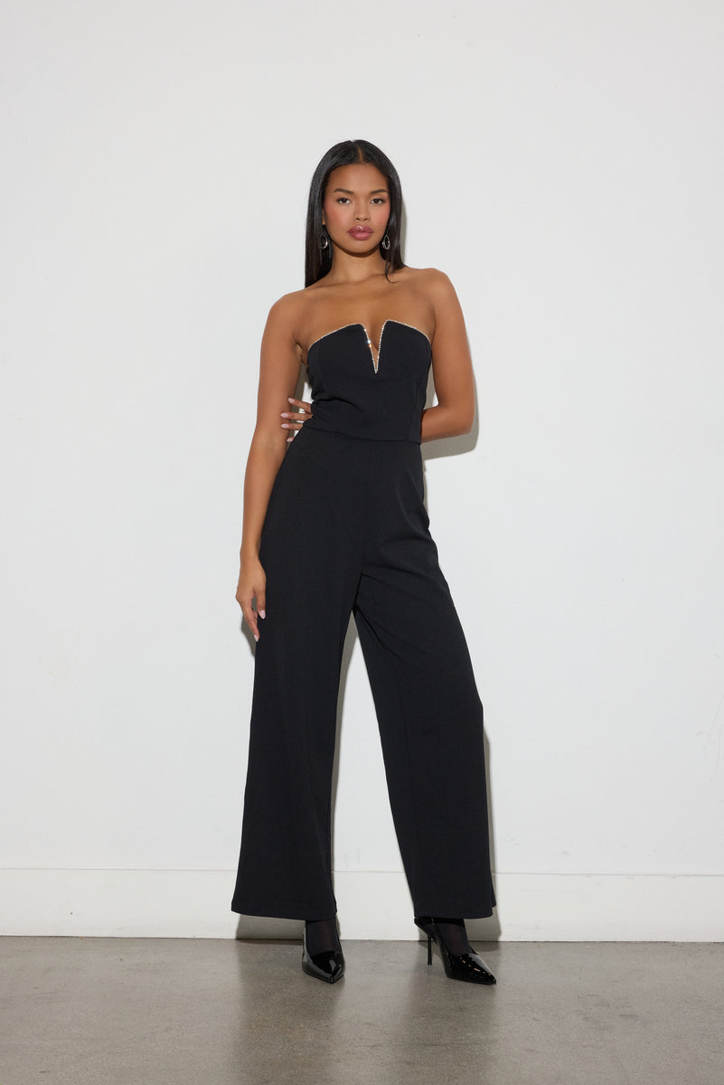 Rhinestone-Trim Strapless Jumpsuit | Forever 21 Women