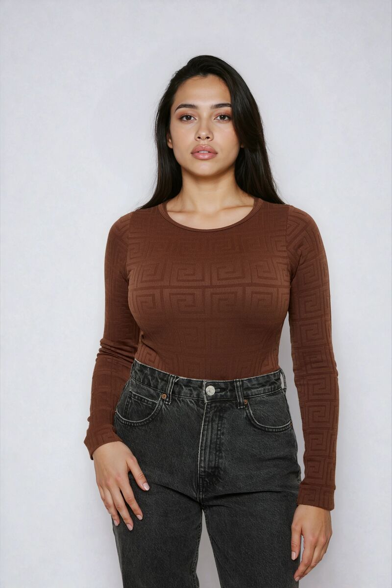 Seamless Jacquard Long Sleeve Bodysuit | Forever 21 Women