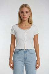 Ribbed Lace-Trim Bow Top | Forever 21 Women