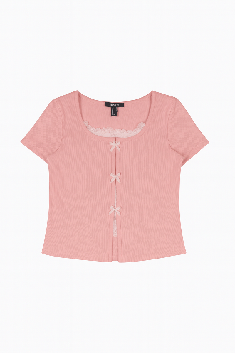 Ribbed Lace-Trim Bow Top | Forever 21 Women
