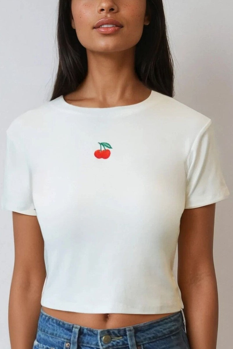 Embroidered Cherry Cropped Tee | Forever 21 Women