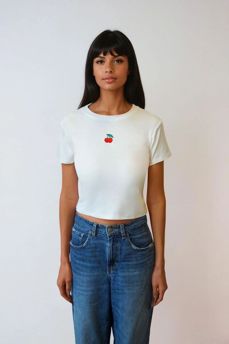 Embroidered Cherry Cropped Tee | Forever 21 Women