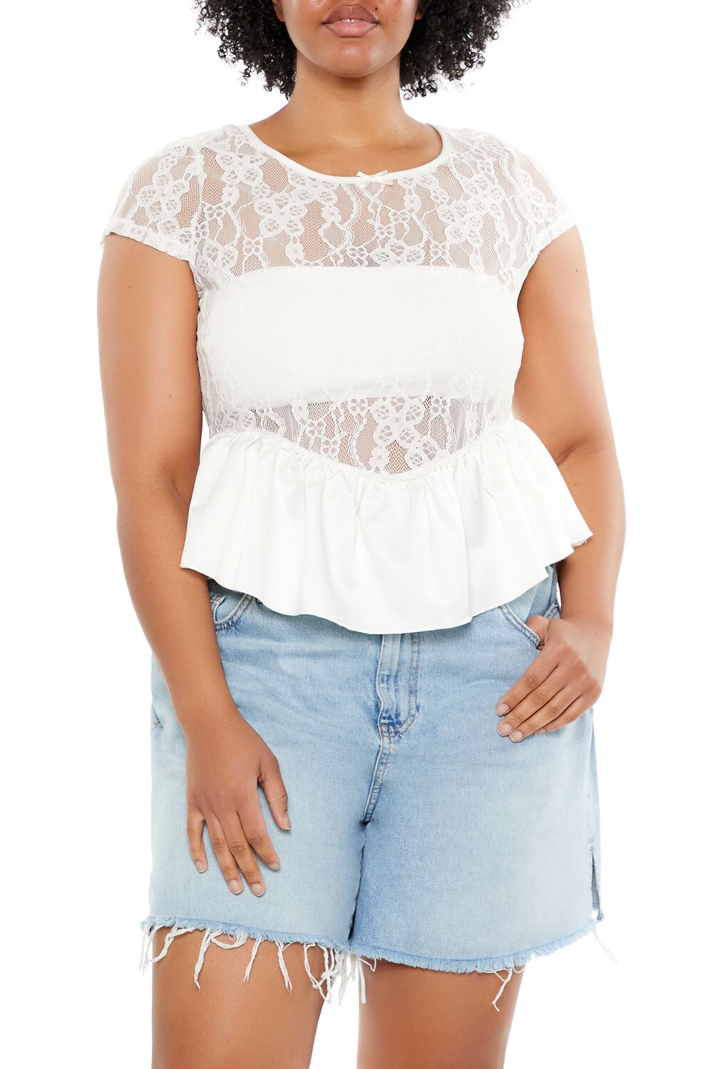 Plus Size Sheer Lace Peplum Top | Forever 21 Women