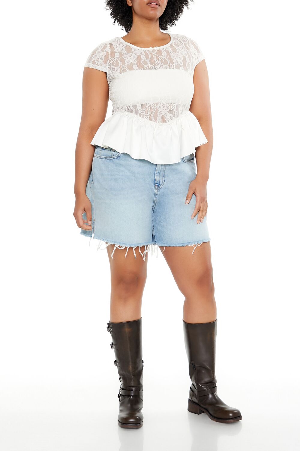 Plus Size Sheer Lace Peplum Top | Forever 21 Women