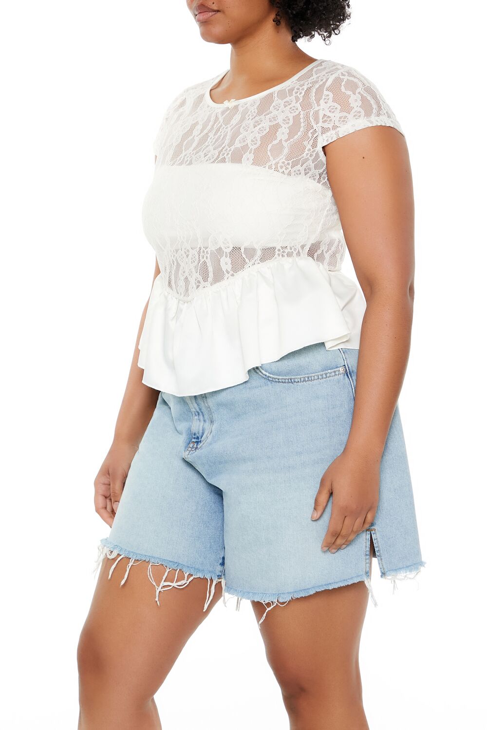 Plus Size Sheer Lace Peplum Top | Forever 21 Women