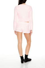 Fuzzy Sweater-Knit Bow Shorts | Forever 21 Women