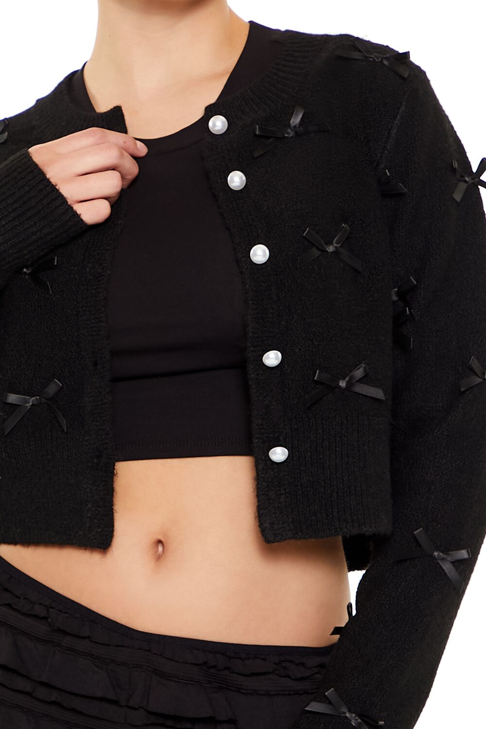 Bow & Faux Pearl Cardigan Sweater | Forever 21 Women