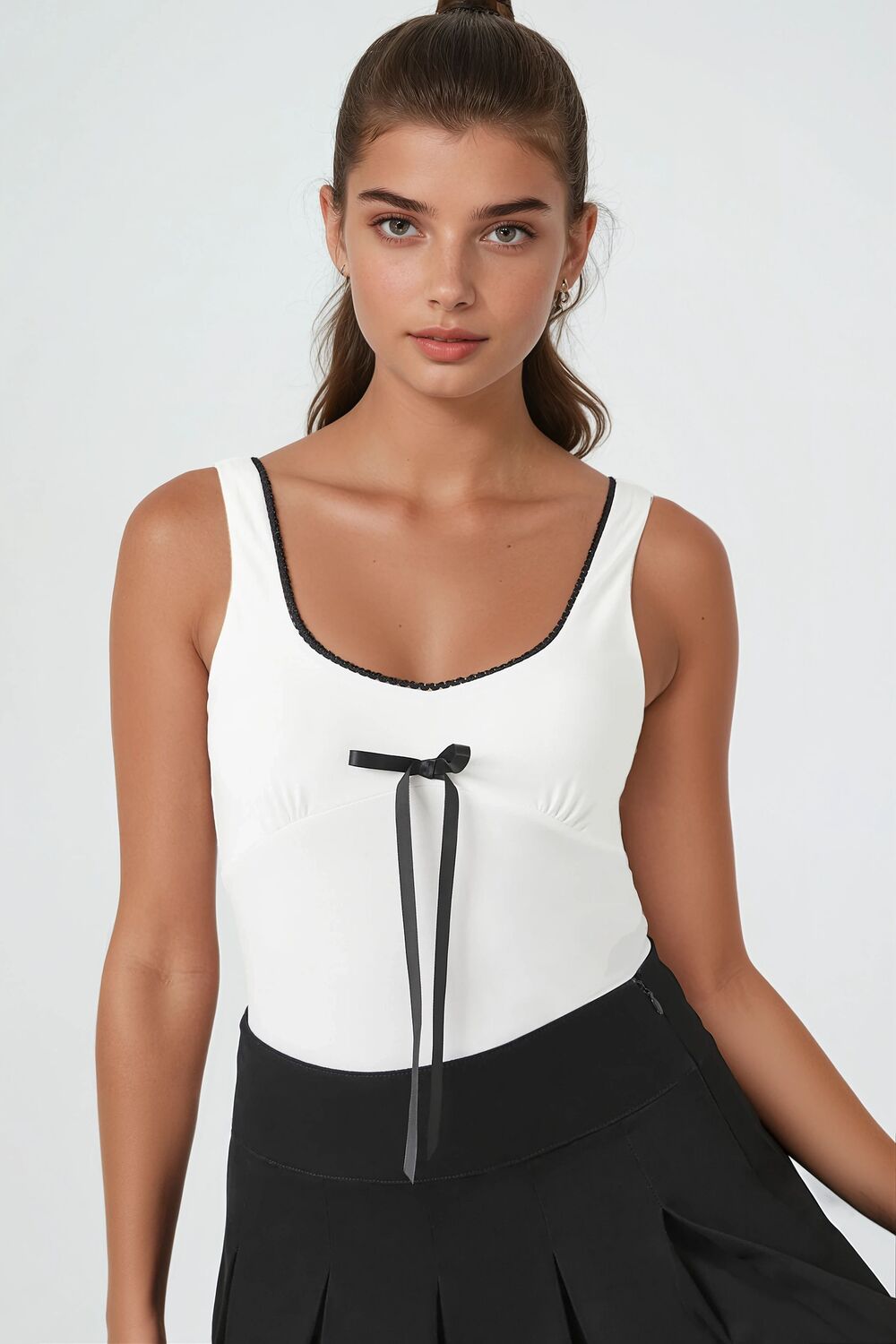 Bow Ricrac-Trim Bodysuit | Forever 21 Women