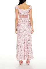 Lace-Trim Satin Floral Maxi Dress | Forever 21 Women