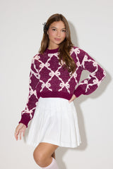 Jacquard Cropped Bow Sweater | Forever 21 Women