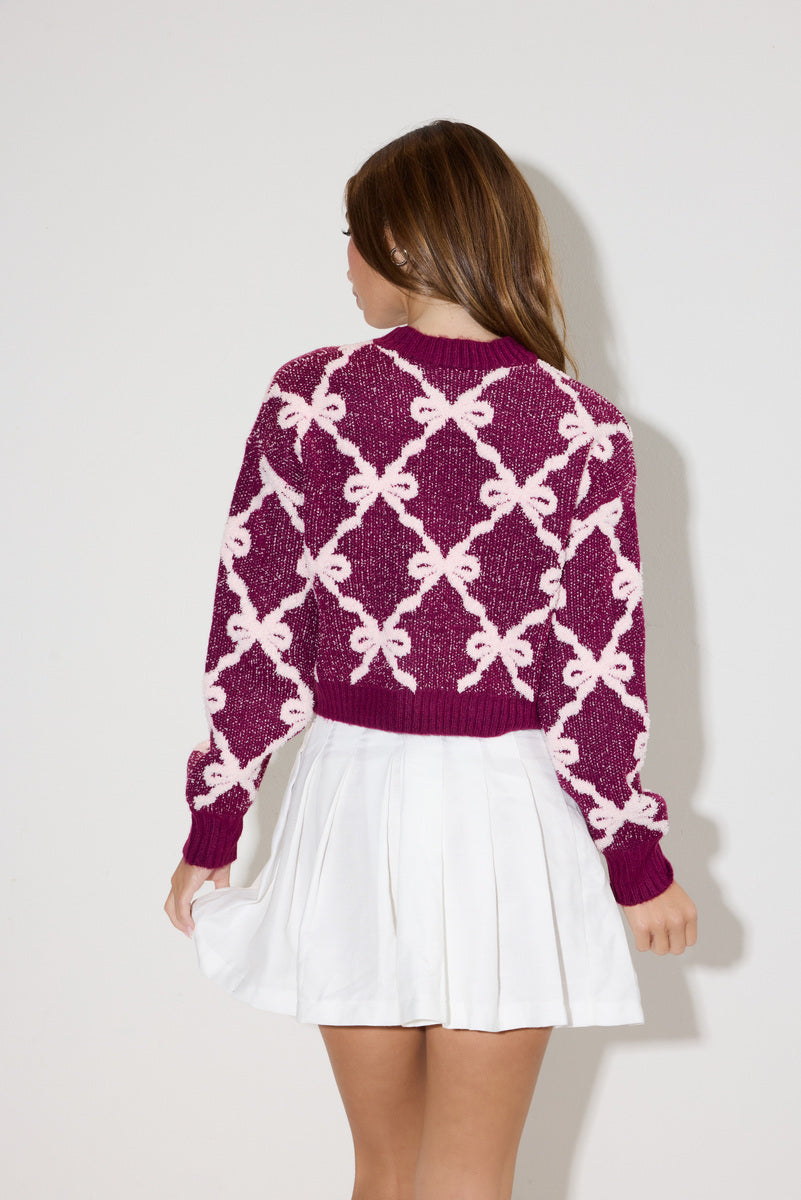 Jacquard Cropped Bow Sweater | Forever 21 Women